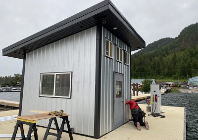 Shuswap Structures metal siding on building on dock